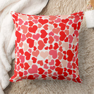 Romantic Pink and Red Heart Pattern Valentine Cushion