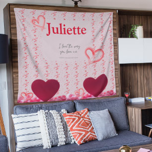 Romantic Pink and Red Heart Valentine's Tapestry