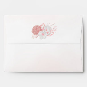 romantic pink and white flowers wedding envelope