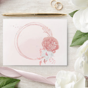 romantic pink and white flowers wedding envelope