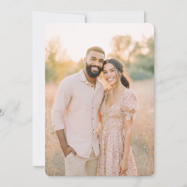 Romantic Pink Beige Floral Photo Invitation (Front)