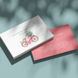 Romantic Pink bicycle Floristry, Flower Shop   Business Card