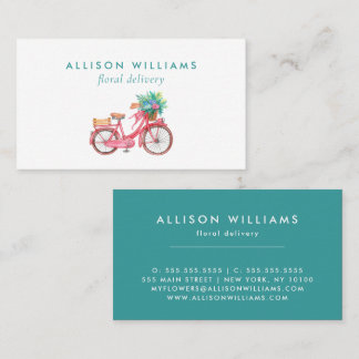 Romantic Pink bicycle Floristry, Flower Shop   Business Card
