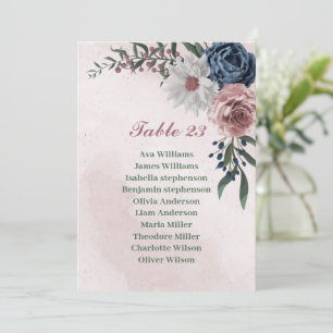 romantic pink blue white greenery seating chart invitation