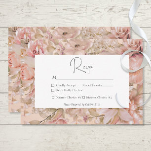 Romantic Pink Blush Floral Monogram Arch RSVP Card
