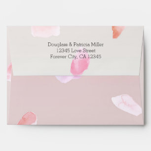 Romantic Pink Blush Rose Petal Floral Envelope