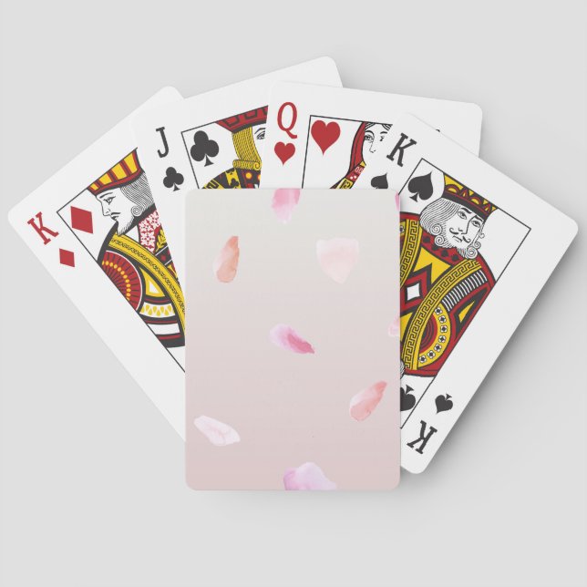 Romantic Pink Blush Rose Petal Floral Playing Cards (Back)