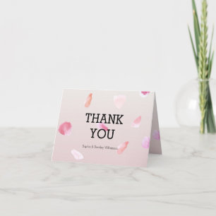 Romantic Pink Blush Rose Petal Floral Thank You Card