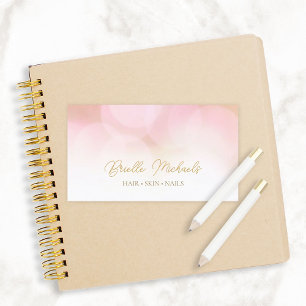 Romantic Pink Bokeh Gold Script Beauty Salon Business Card