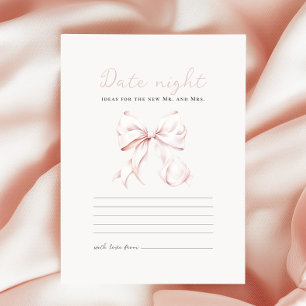 Romantic Pink Bow Bridal Shower Date Night Card