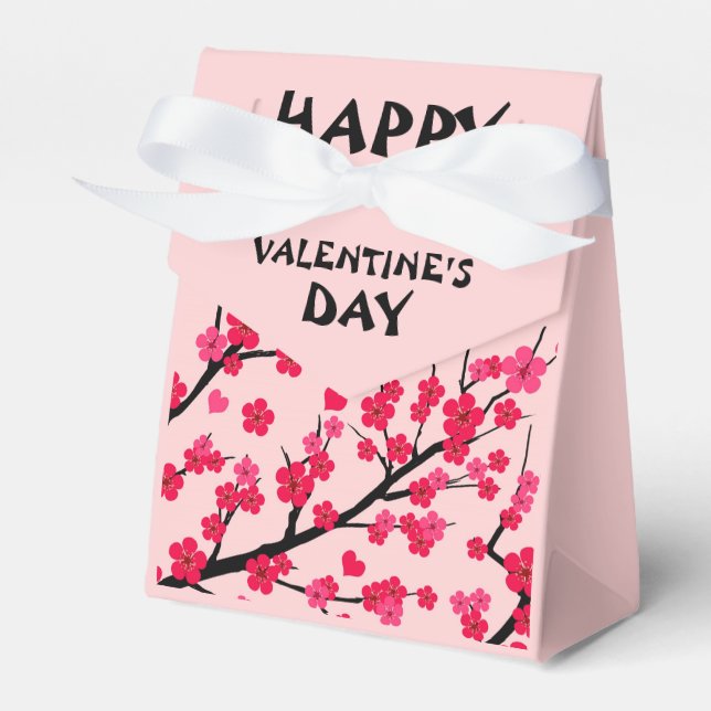 romantic pink cherry blossom  favour box (Front Side)
