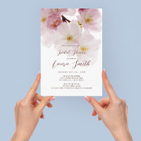 Romantic Pink Cherry Blossoms Bridal Shower Invita