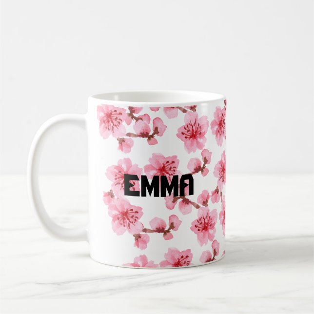 Romantic pink Cherry blosson Coffee Mug (Left)