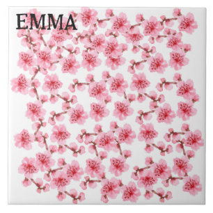 Romantic pink Cherry blosson Tile