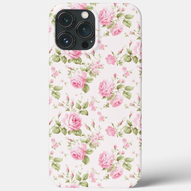 Romantic Pink Cottage Rose Case-Mate iPhone Case (Back)