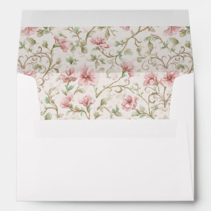 Romantic Pink Cream Floral Wedding Envelope
