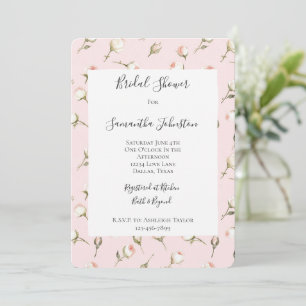 Romantic Pink Cream Rose Floral Bridal Shower Invitation