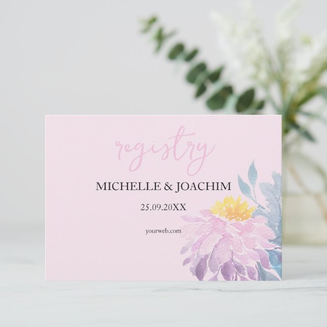 Romantic Pink Dahlia Watercolor Art Enclosure Card (Standing Front)