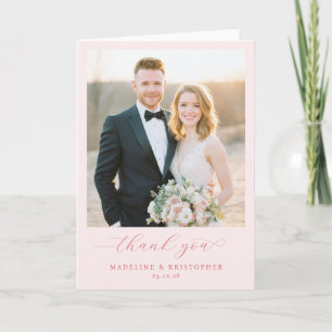 Romantic Pink Elegant Photo Thank You Card