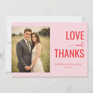 Romantic Pink Elegant Photo Thank You Card