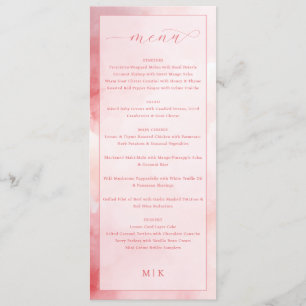 Romantic Pink Elegant Wedding Menu
