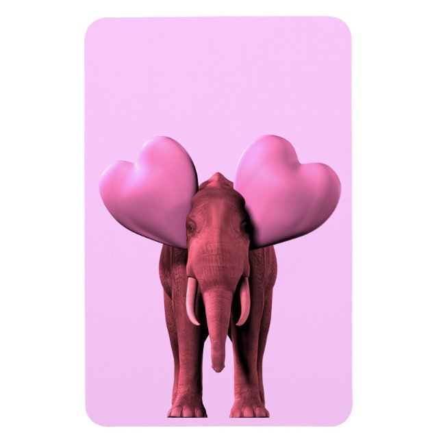Romantic Pink Elephant Magnet (Vertical)