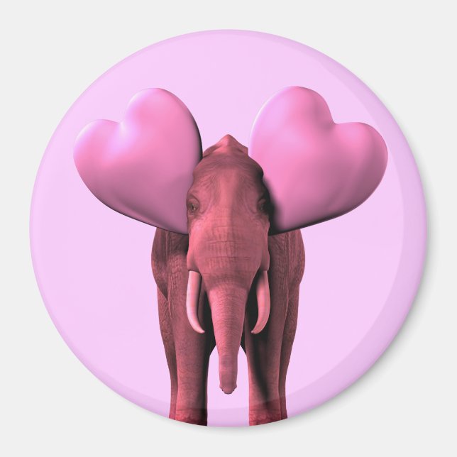 Romantic Pink Elephant Magnet (Front)