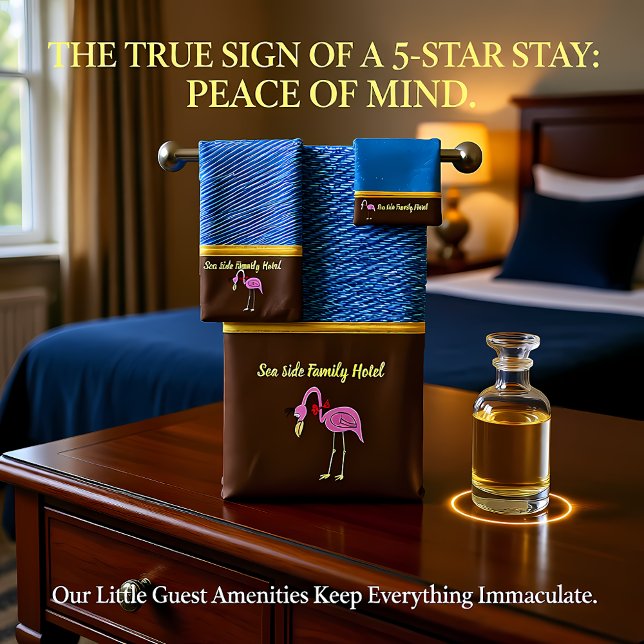 Romantic Pink Flamingos with denim texture .brown Bath Towel Set (Creator Uploaded)