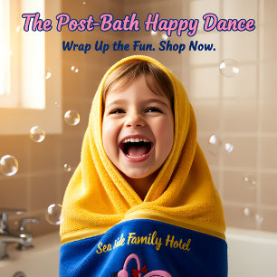 Romantic Pink Flamingos with gold foil blue Bath Towel Set