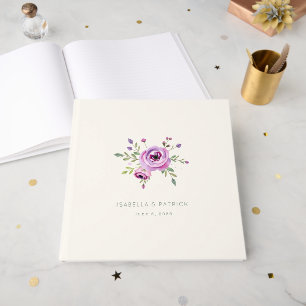 Romantic Pink Floral Botanical Illustration Guest Book