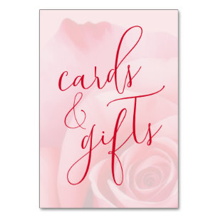 Romantic Pink Floral Cursive Table Number