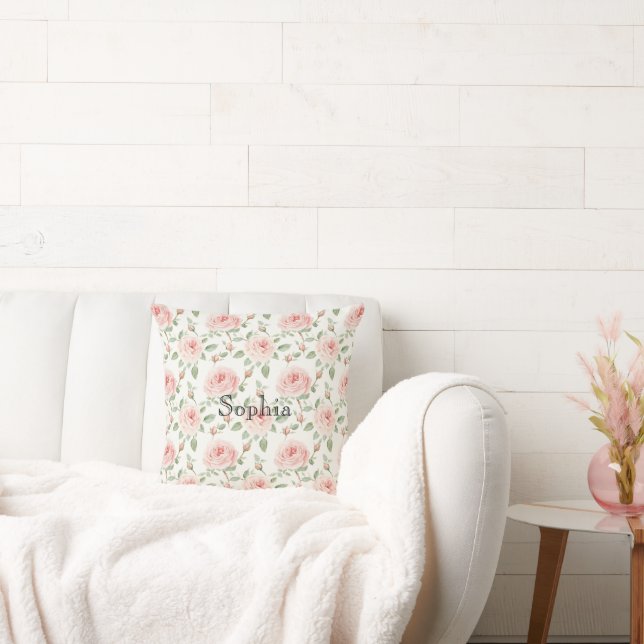 Romantic Pink Floral  Cushion (Couch)