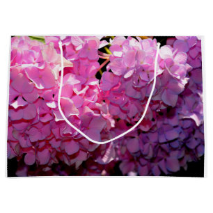 Romantic pink floral elegant hydrangeas large gift bag