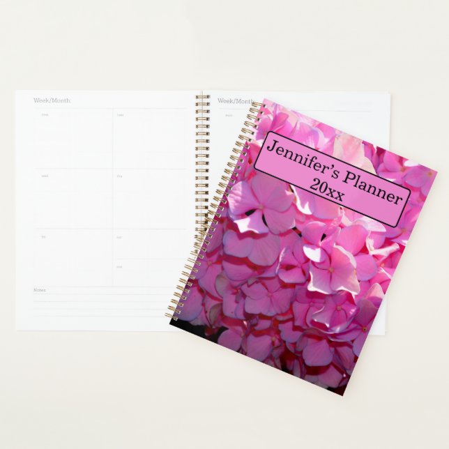 Romantic pink floral elegant hydrangeas  planner (Display)
