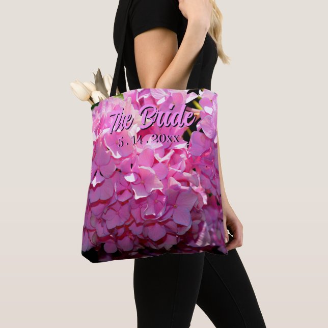 Romantic pink floral elegant hydrangeas  tote bag (Close Up)