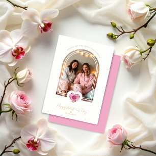 Romantic Pink Floral Heart Arch Galentines Photo Card