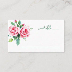 Romantic Pink Floral Minimalist Roses Place Card