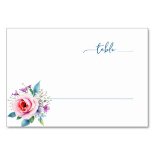 Romantic Pink Floral Minimalist Table Number