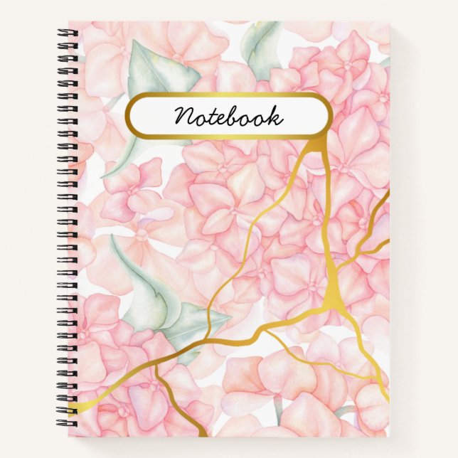 Romantic Pink Floral  Notebook (Front)
