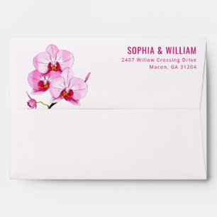 Romantic Pink Floral Orchid Illustration Envelope