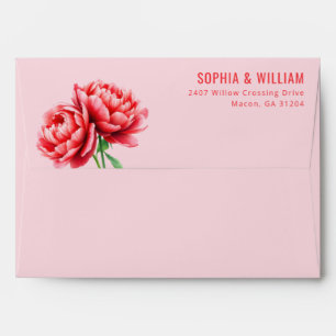 Romantic Pink Floral Peonies Envelope