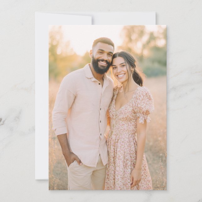 Romantic Pink Floral Photo Invitation (Front)