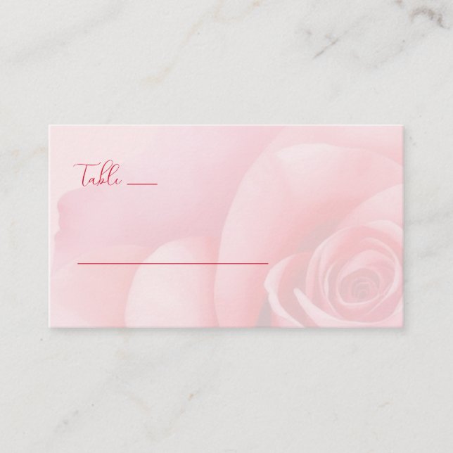 Romantic Pink Floral Rose Place Card (Front)