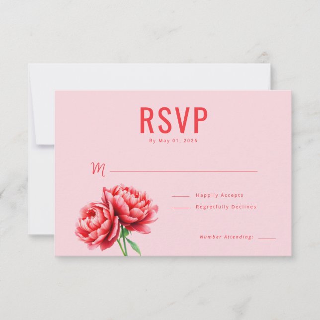 Romantic Pink Floral RSVP Card (Front)