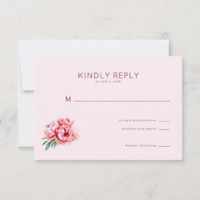 Romantic Pink Floral RSVP Card (Front)