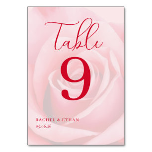Romantic Pink Floral Table Number
