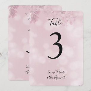 Romantic Pink Floral   Table number cards