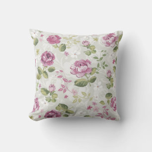 Romantic Pink Floral Throw Pillow