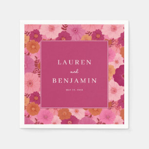 Romantic Pink Floral Vintage Napkin