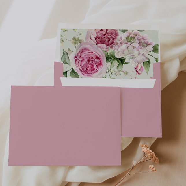 Romantic Pink Floral Wedding Envelope (Romantic Pink Floral Wedding Envelope)